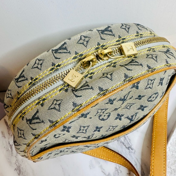 EUC Vintage Louis Vuitton Jeanne GM Blue Mini Lin Canvas Round Shoulder Bag - Picture 12 of 16